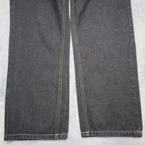 Code One Pants Mens 36 Black High Rise Flat Front Dark Wash Denim Jeans - Picture 13 of 16